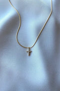 Zircon Stone Cross Necklace Elegant Minimal Women Jewelry